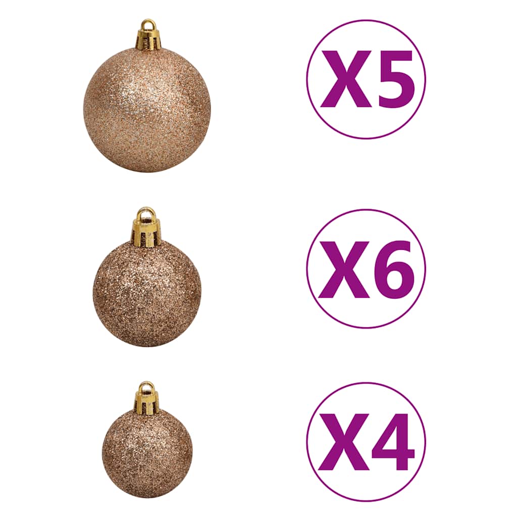 60 Piece Christmas Ball Set With Peak And 150 Leds Rose Gold