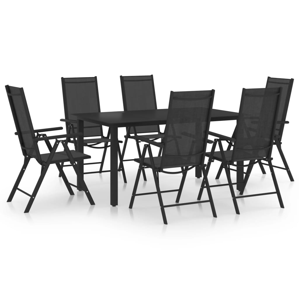 7 Piece Garden Dining Set Aluminium And Black