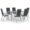 7 Piece Garden Dining Set Aluminium And Black