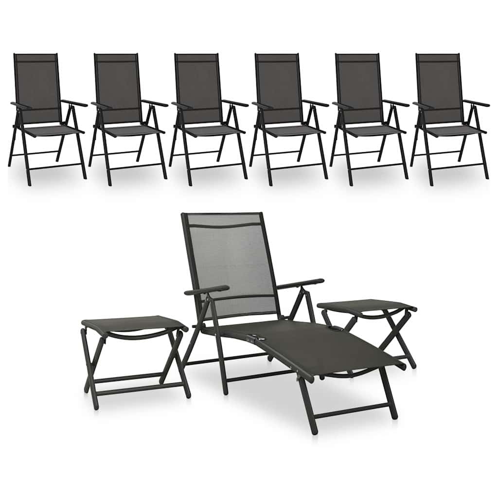 Outdoor Furniture Set 9 Piece Garden Lounge Black Patio Rattan Effect Silver 178