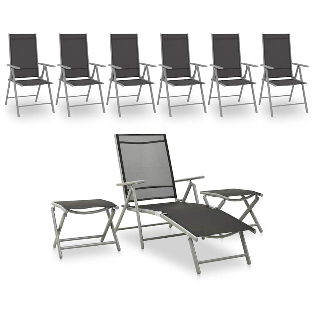 Outdoor Furniture Set 9 Piece Garden Lounge Black Patio Rattan Effect Silver 178