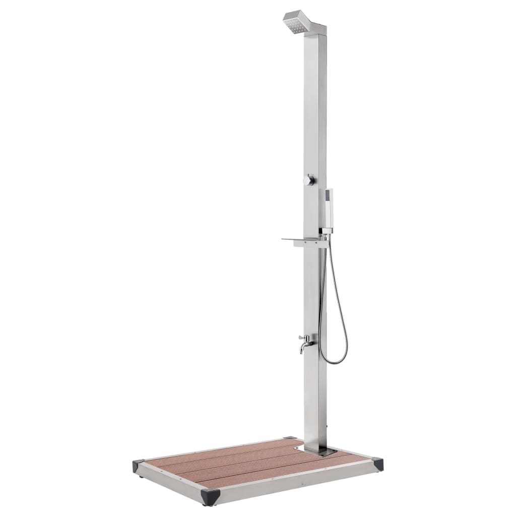Garden Shower With Base 225 Cm Stainless Steel