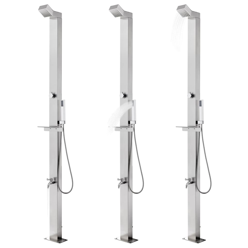 Garden Shower With Base 225 Cm Stainless Steel