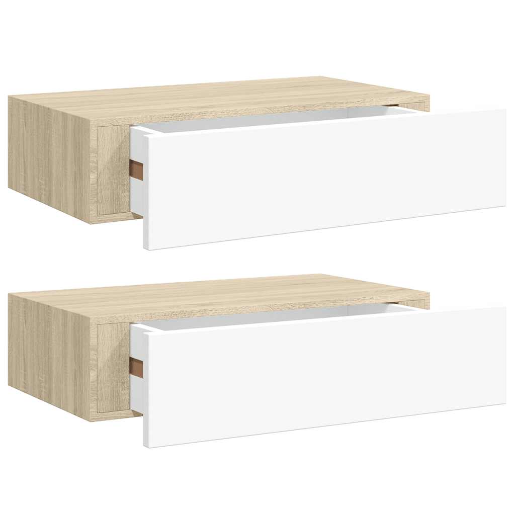 Wall Drawer Shelves 2 Pcs 40X23.5X10Cm Mdf