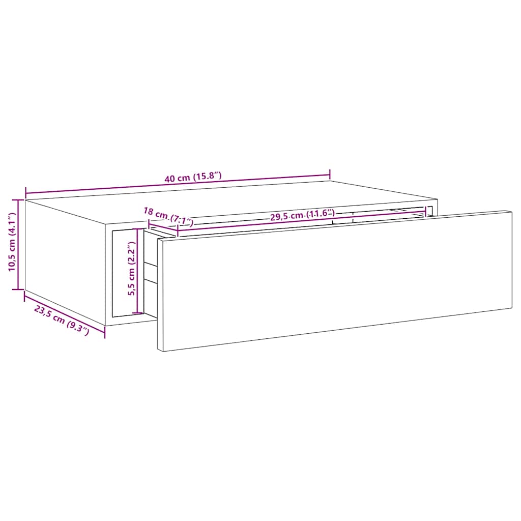 Wall Drawer Shelves 2 Pcs 40X23.5X10Cm Mdf