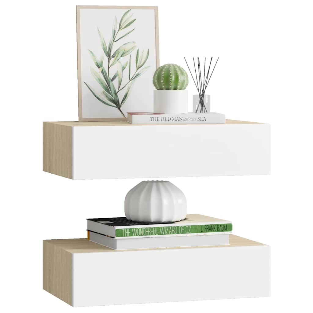 Wall Drawer Shelves 2 Pcs 40X23.5X10Cm Mdf