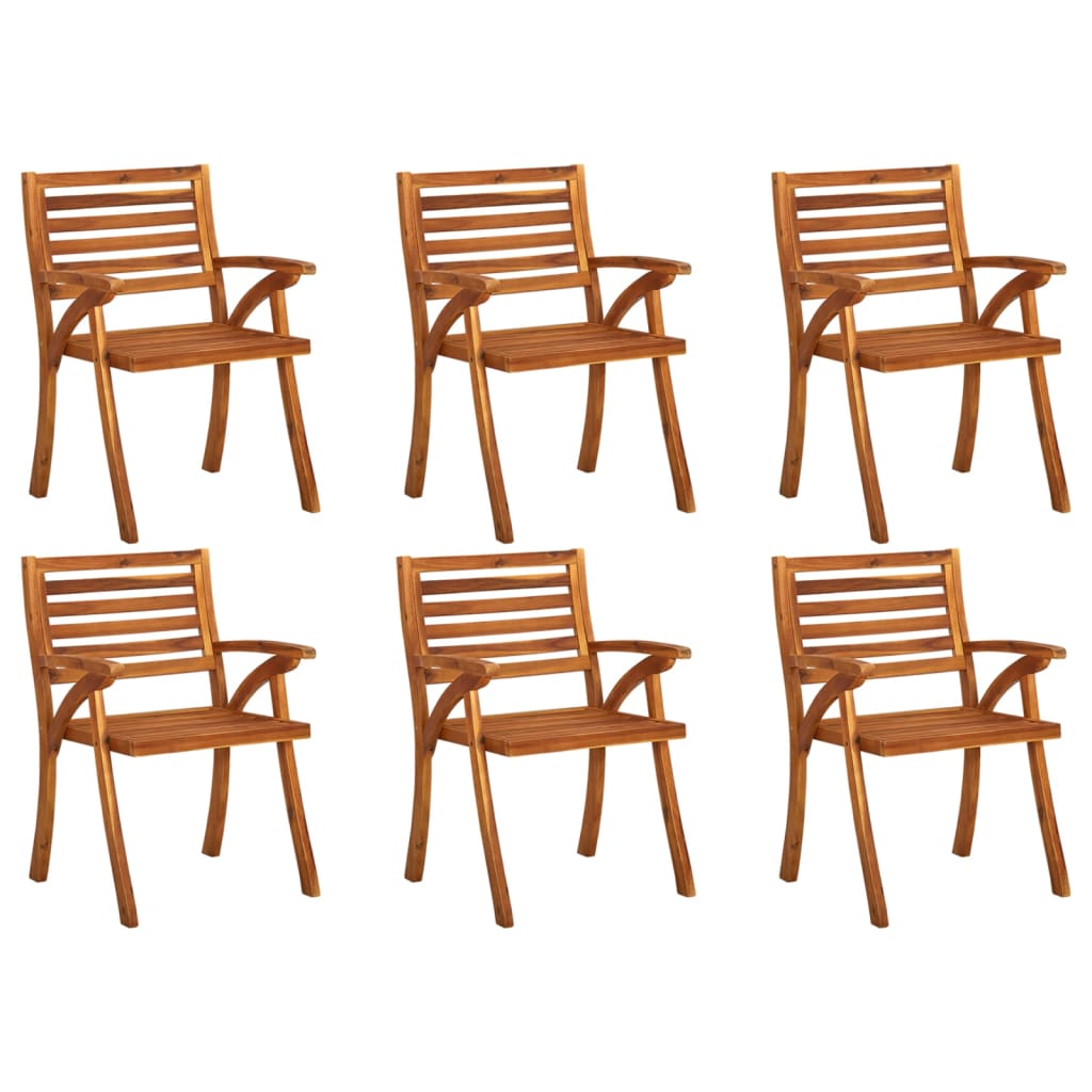 Garden Chairs 6 Pcs Solid Acacia Wood