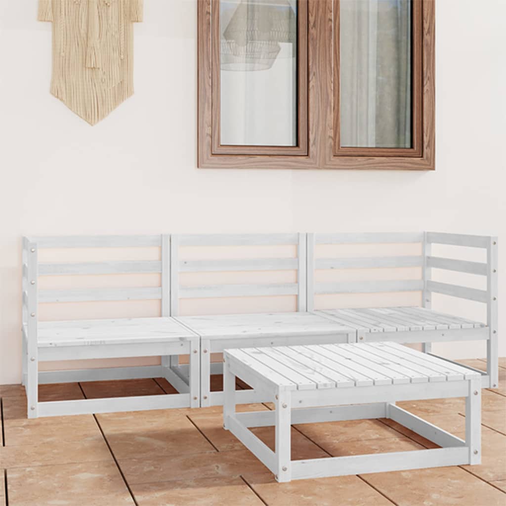 4 Piece Garden Lounge Set Solid Wood Pine