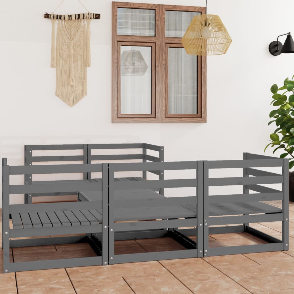 6 Piece Garden Lounge Set Solid Wood Pine