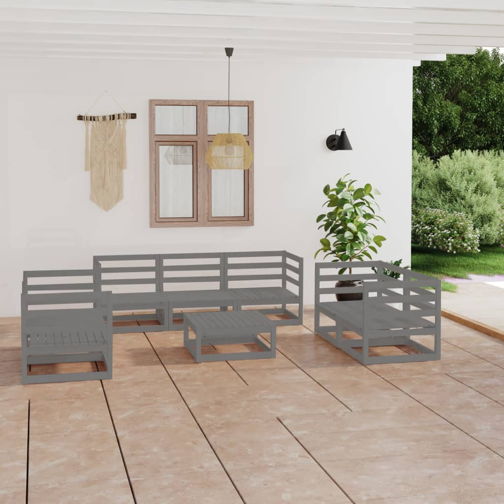 8 Piece Garden Lounge Set Solid Pinewood