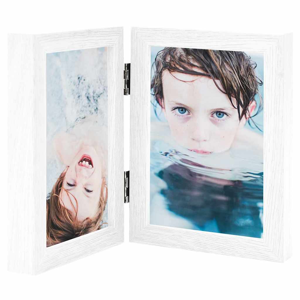 Picture Frames Bi-Fold Photo Frame Collage Double Foldable Display Decor white