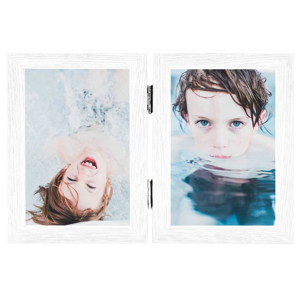 Picture Frames Bi-Fold Photo Frame Collage Double Foldable Display Decor white