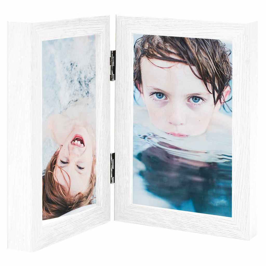 Picture Frames Bi-Fold Photo Frame Collage Double Foldable Display Decor white