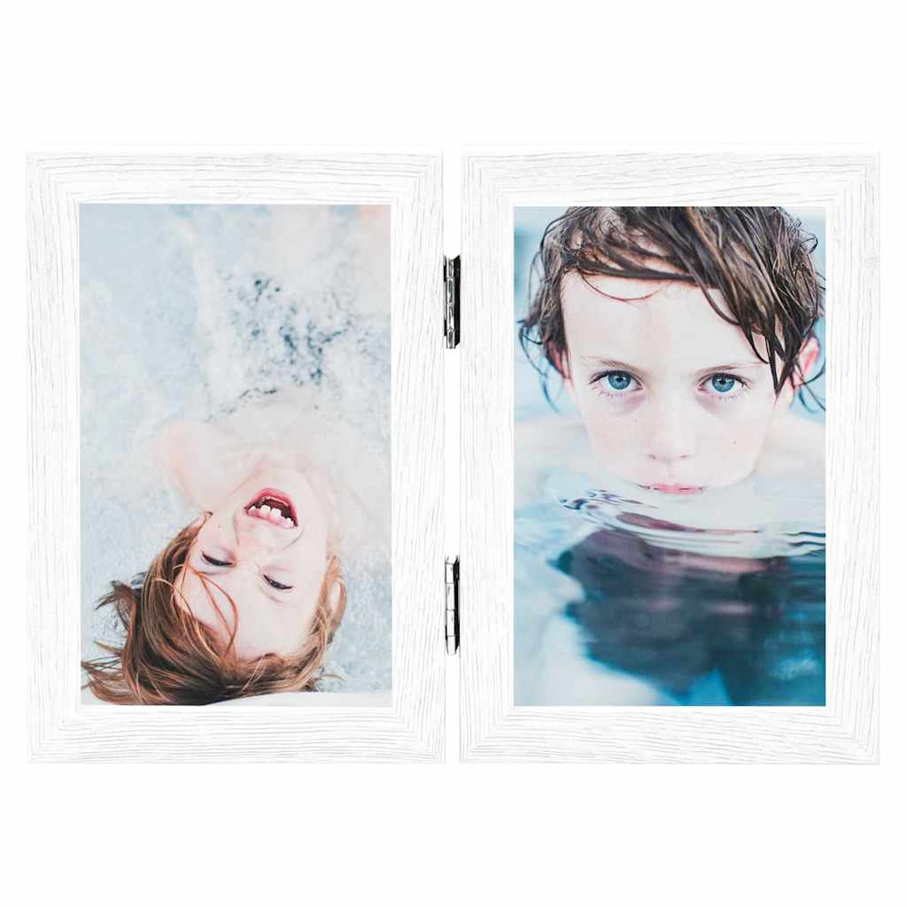 Picture Frames Bi-Fold Photo Frame Collage Double Foldable Display Decor white