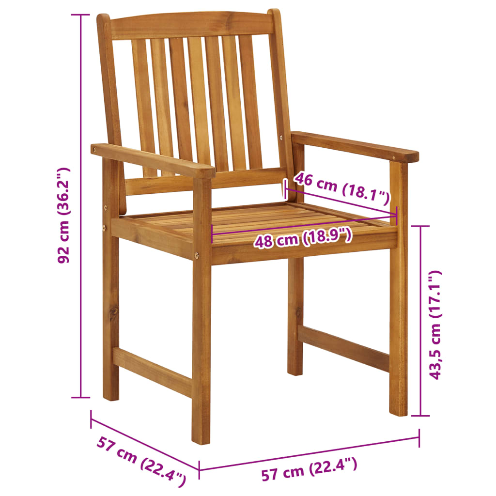 Garden Chair | Set Of 8 | | Solid Acacia Wood | Standard | Durable