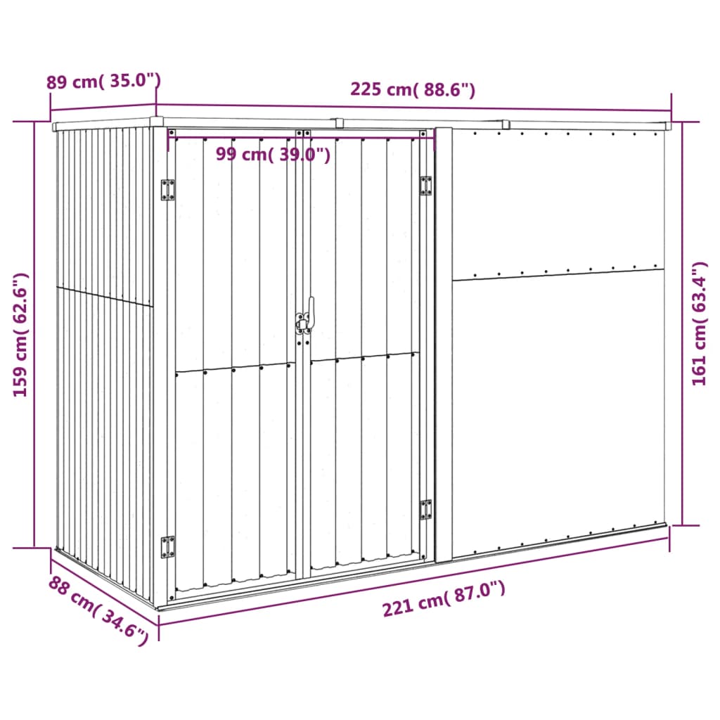 Garden Tool Shed Galvanised Steel