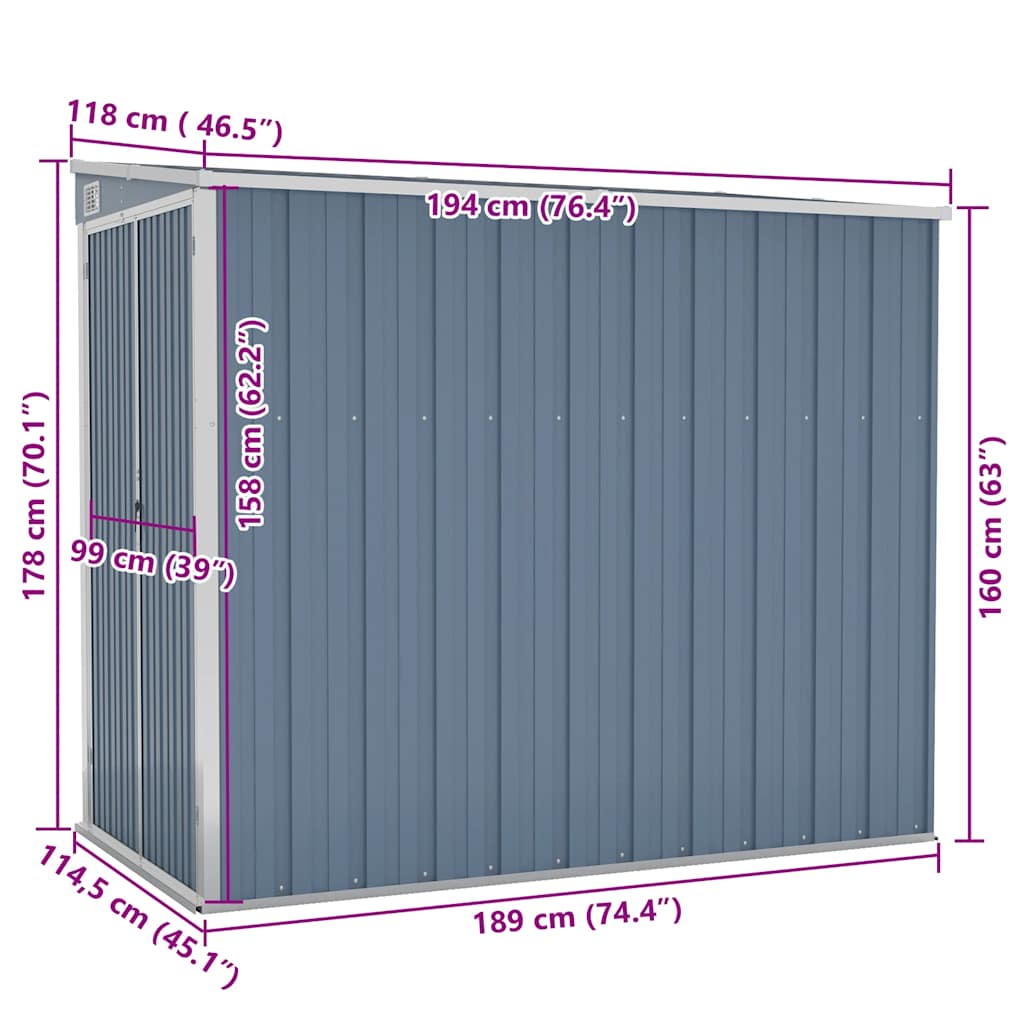 Wall-Mounted Garden Shed Galvanised Steel