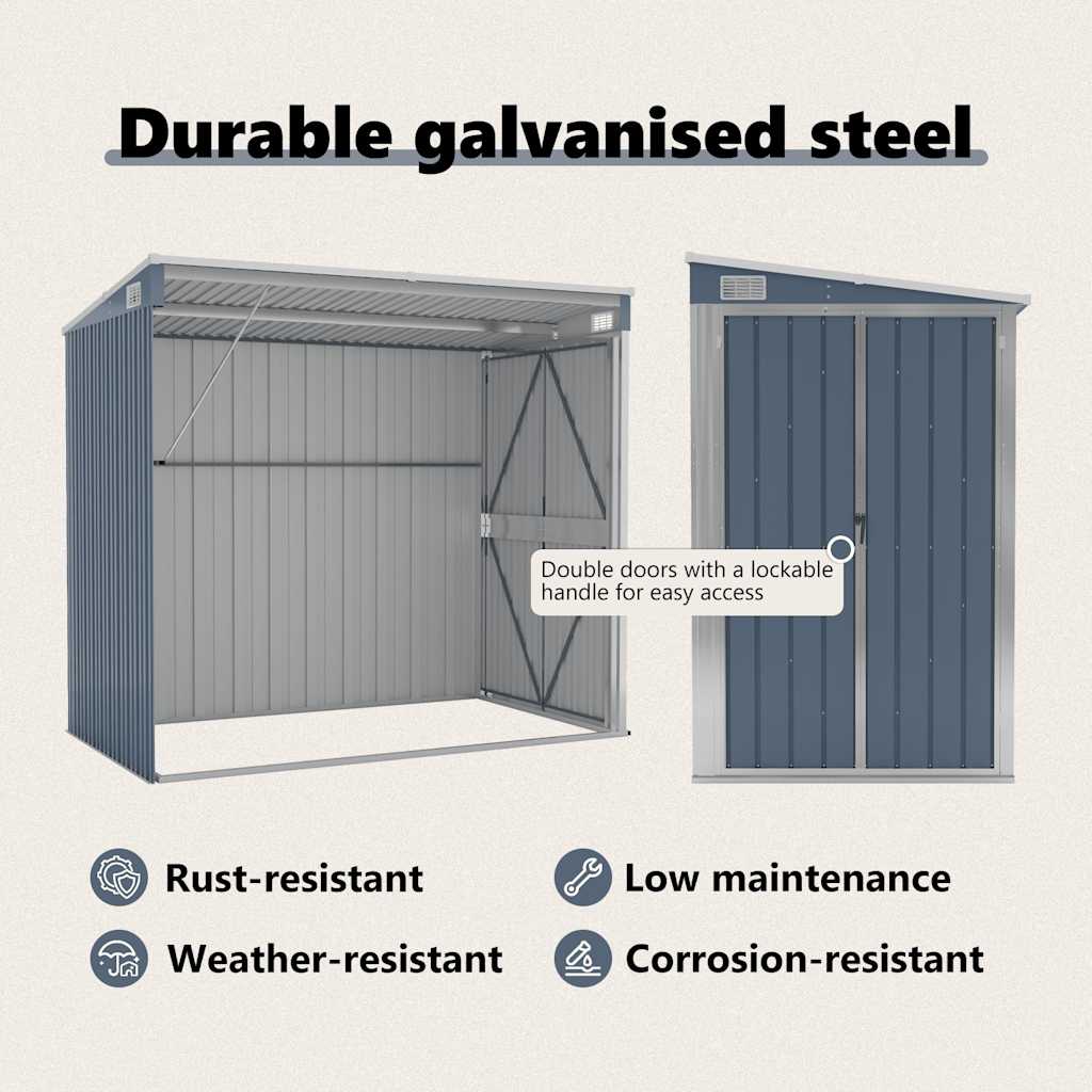 Wall-Mounted Garden Shed Galvanised Steel