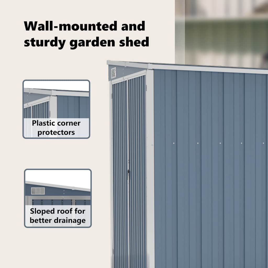 Wall-Mounted Garden Shed Galvanised Steel