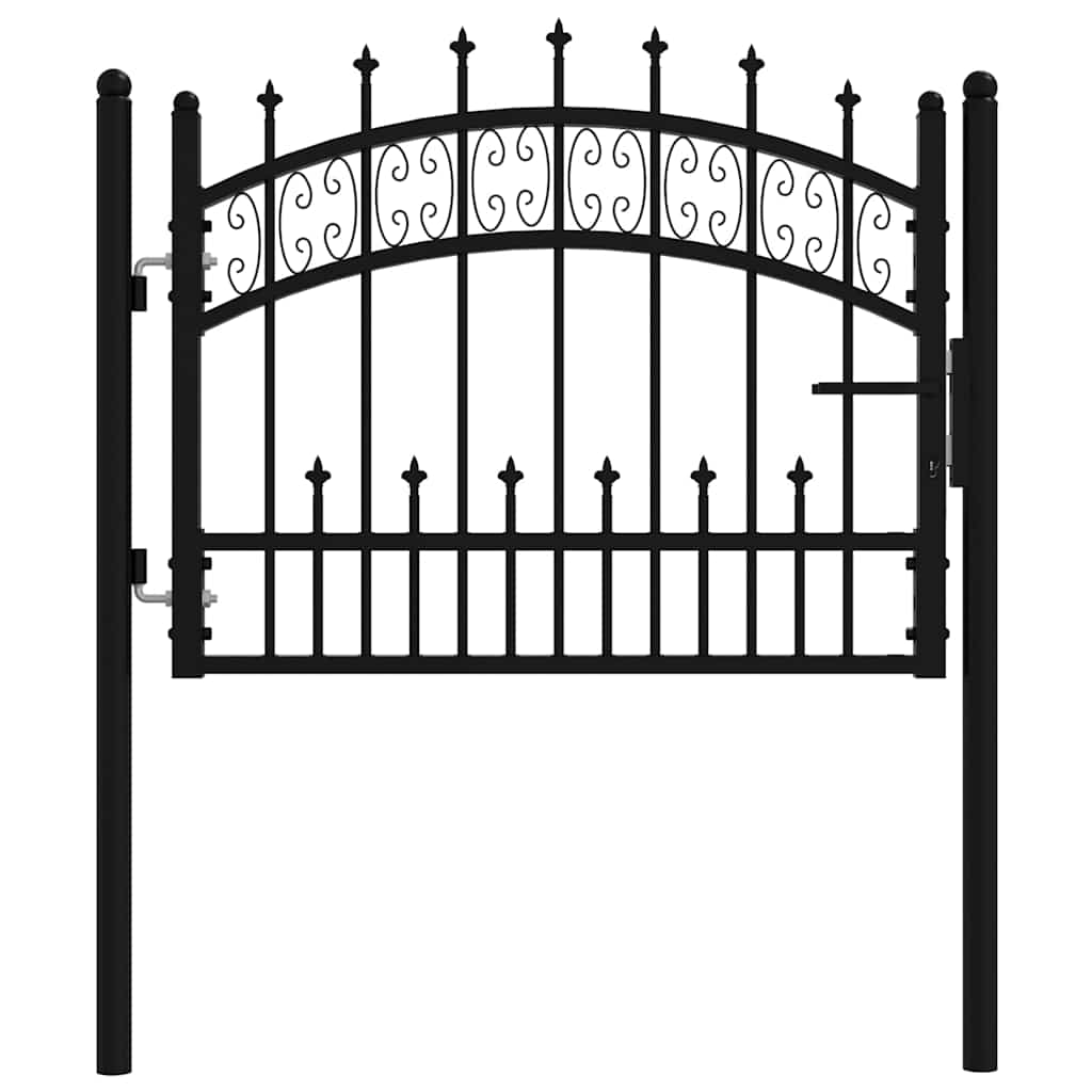 Garden Gate Black Steel 103x120cm Lockable Fence 3 Keys Grey Powder-coated steel