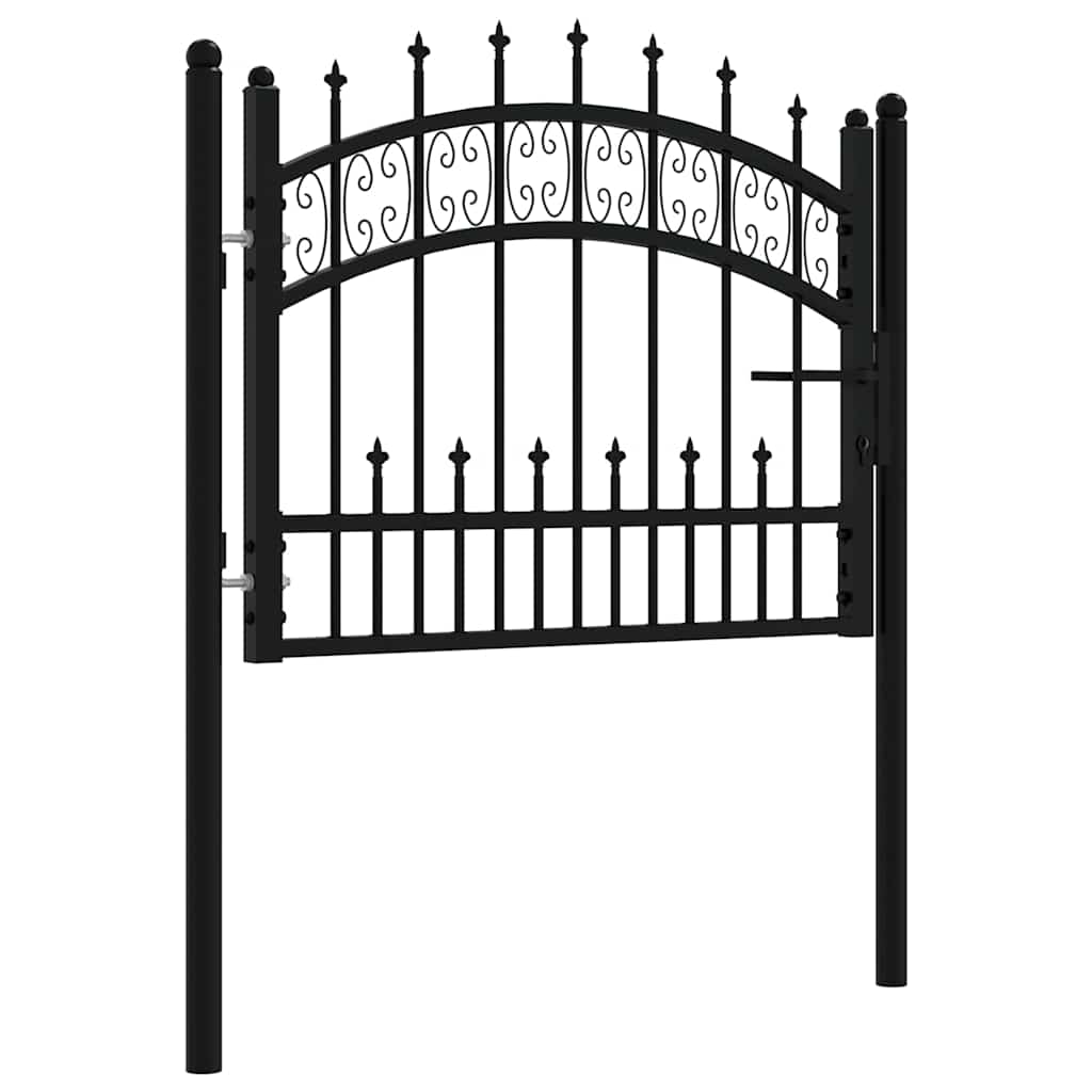 Garden Gate Black Steel 103x120cm Lockable Fence 3 Keys Grey Powder-coated steel