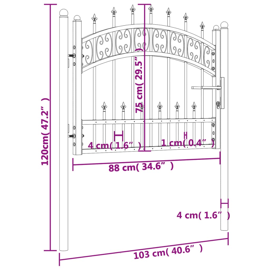 Fence Gate Kampen With Spear Top Steel