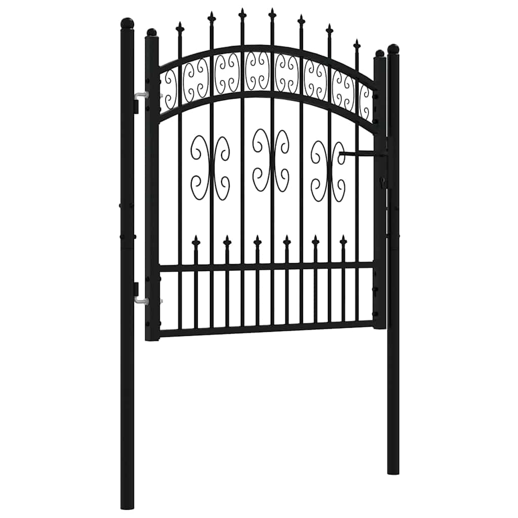 Garden Gate Black Steel 103x120cm Lockable Fence 3 Keys Grey Powder-coated steel