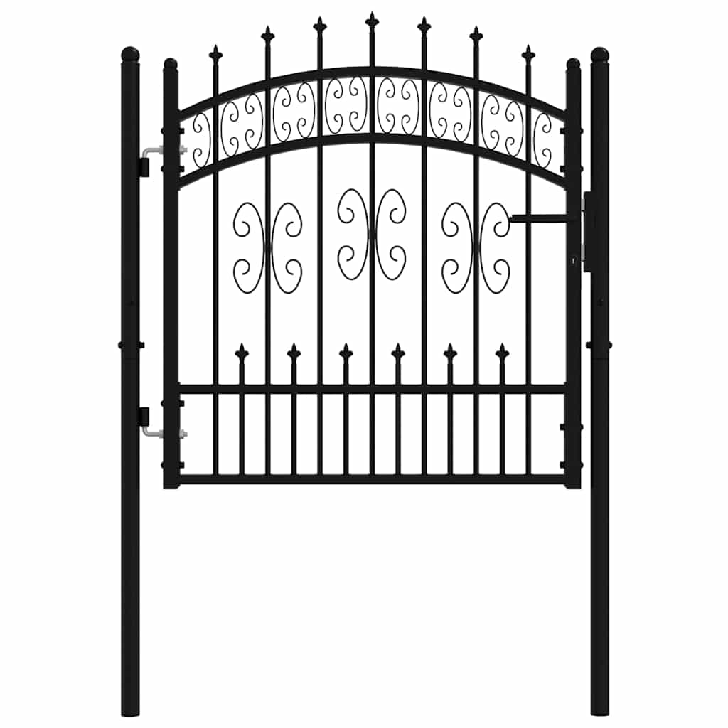 Garden Gate Black Steel 103x120cm Lockable Fence 3 Keys Grey Powder-coated steel