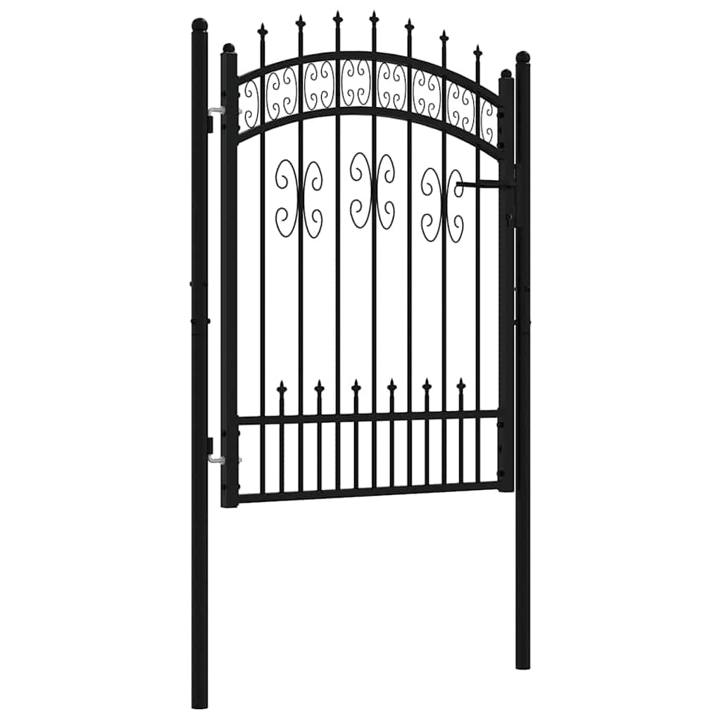 Garden Gate Black Steel 103x120cm Lockable Fence 3 Keys Grey Powder-coated steel