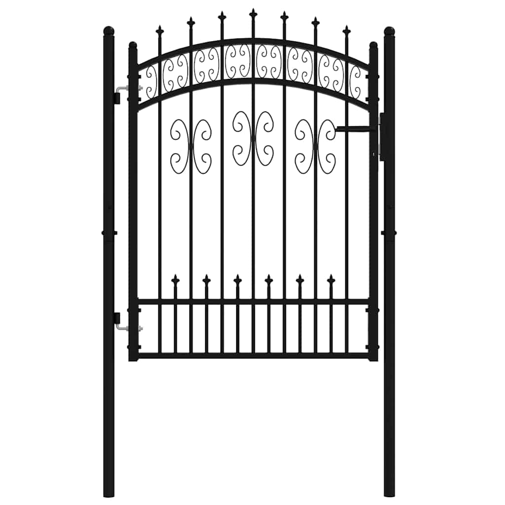 Garden Gate Black Steel 103x120cm Lockable Fence 3 Keys Grey Powder-coated steel