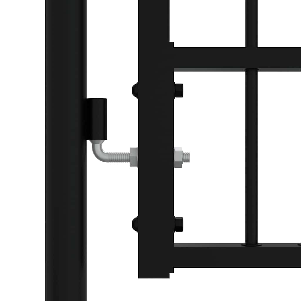 Garden Gate Black Steel 103x120cm Lockable Fence 3 Keys Grey Powder-coated steel