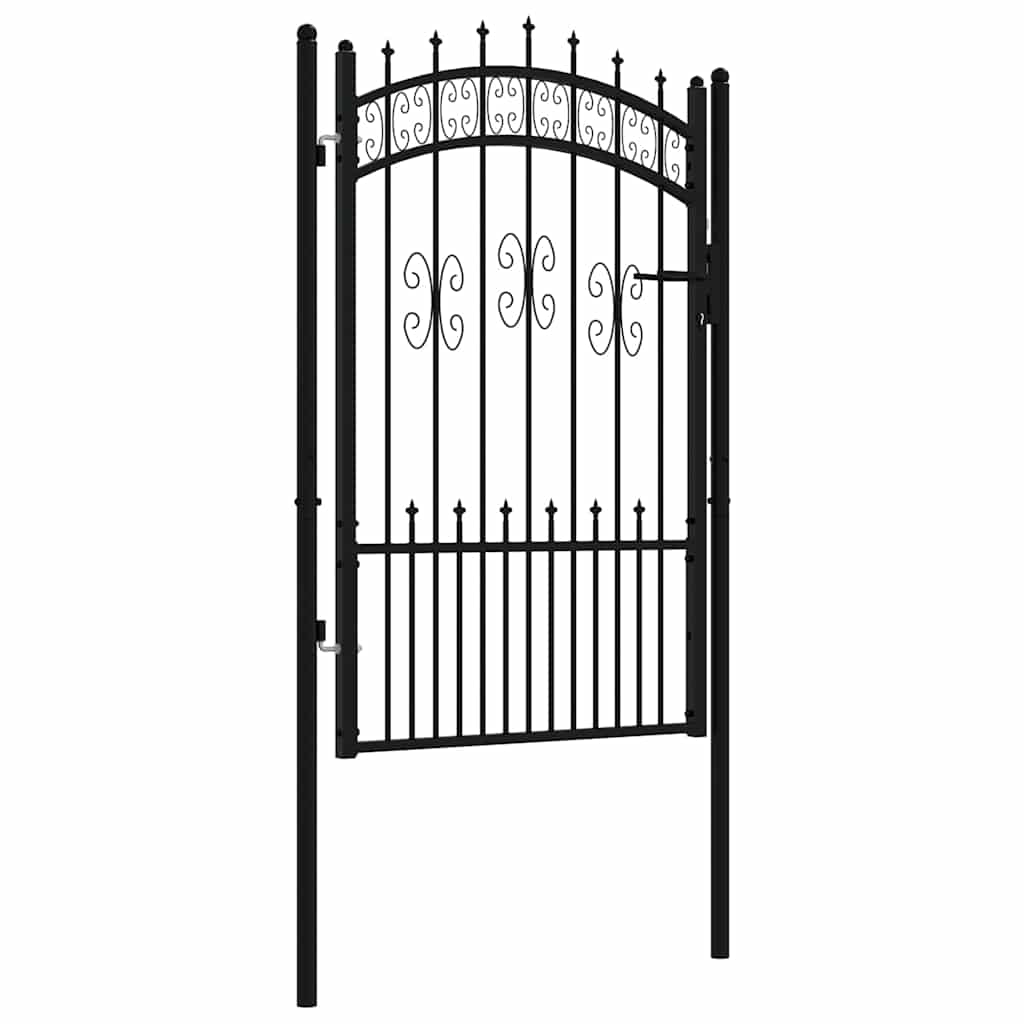 Garden Gate Black Steel 103x120cm Lockable Fence 3 Keys Grey Powder-coated steel