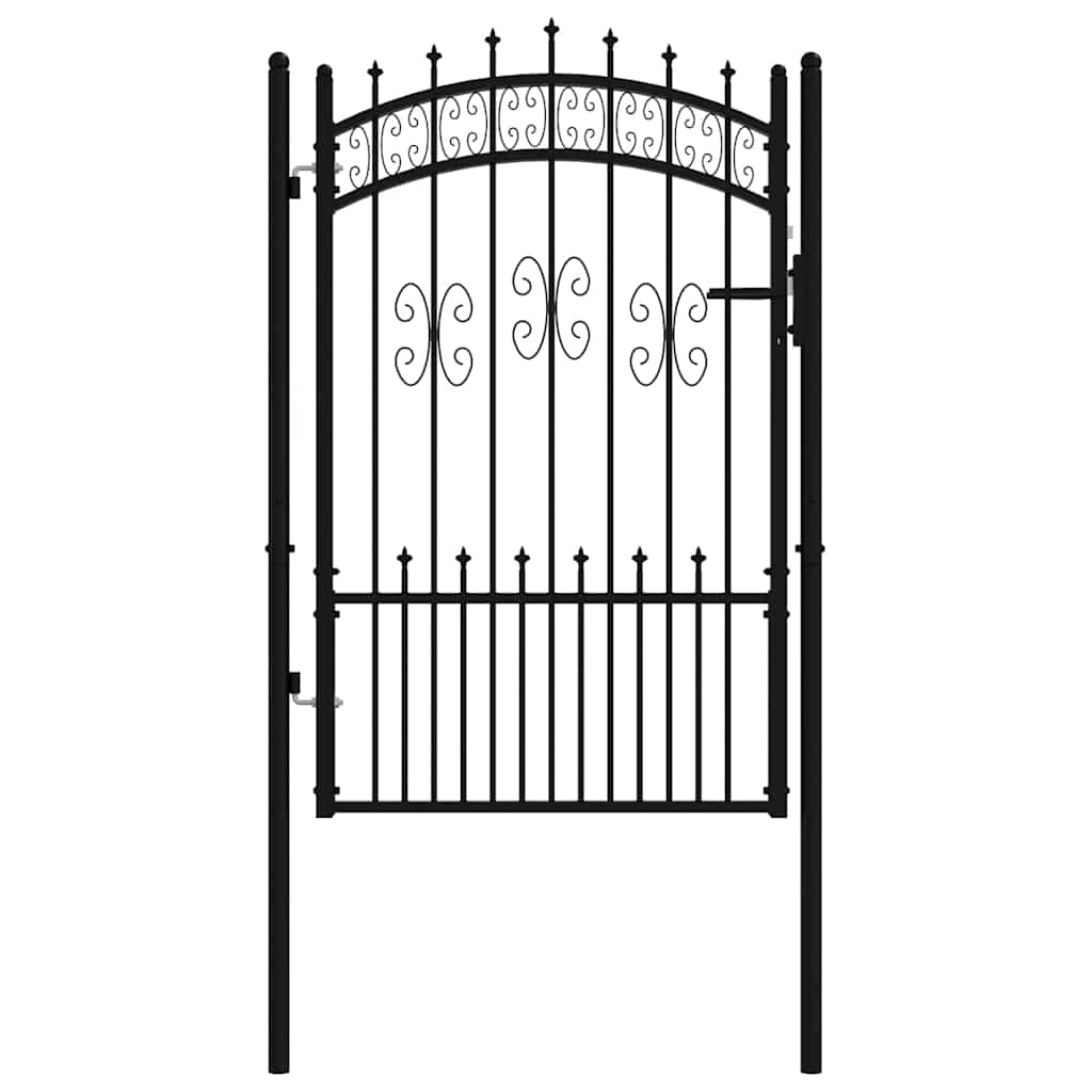 Garden Gate Black Steel 103x120cm Lockable Fence 3 Keys Grey Powder-coated steel