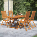 Outdoor Furniture Set 7 Piece Acacia Wood Garden Dining Extending Table 120-170C