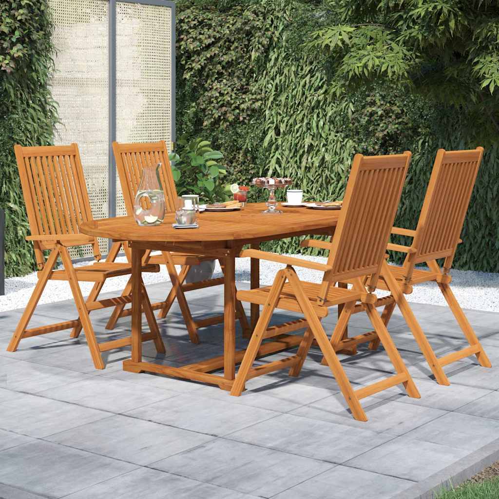 Outdoor Furniture Set 7 Piece Acacia Wood Garden Dining Extending Table 120-170C