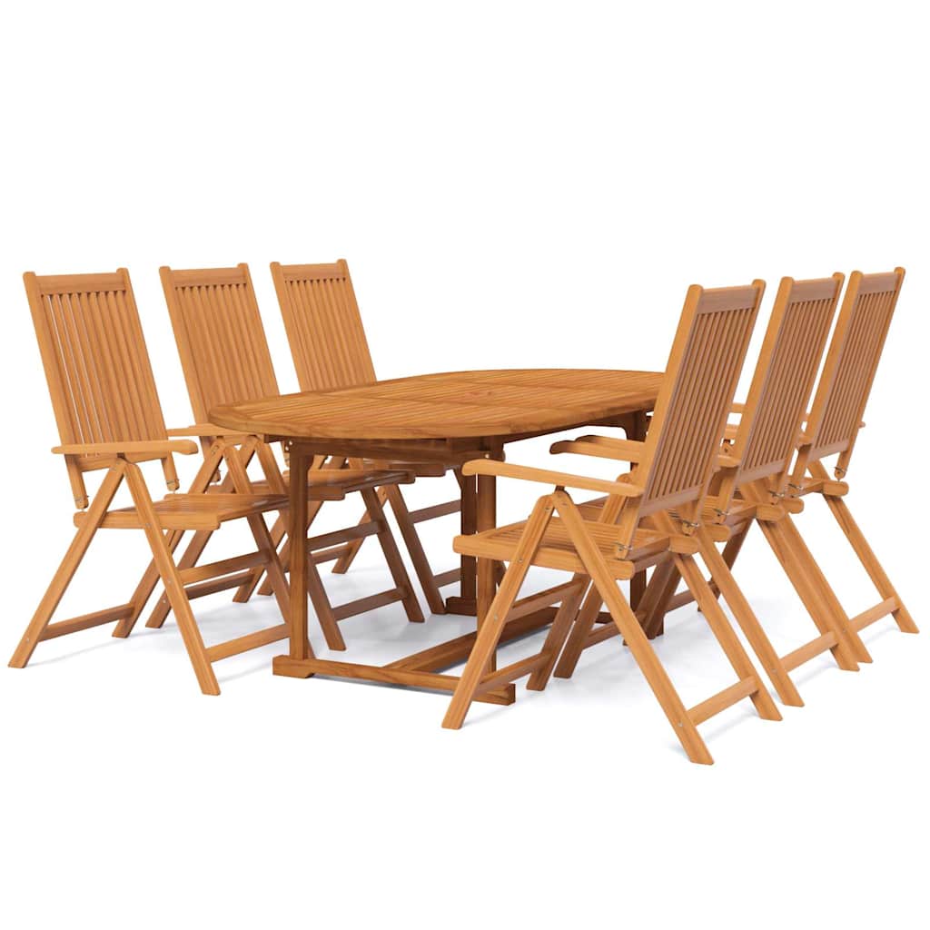 Outdoor Furniture Set 7 Piece Acacia Wood Garden Dining Extending Table 120-170C