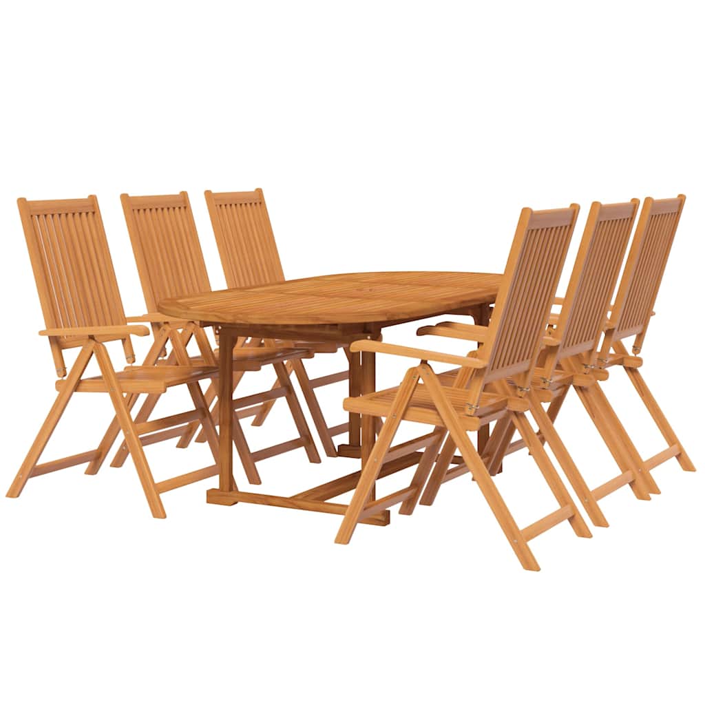 Outdoor Furniture Set 7 Piece Acacia Wood Garden Dining Extending Table 120-170C