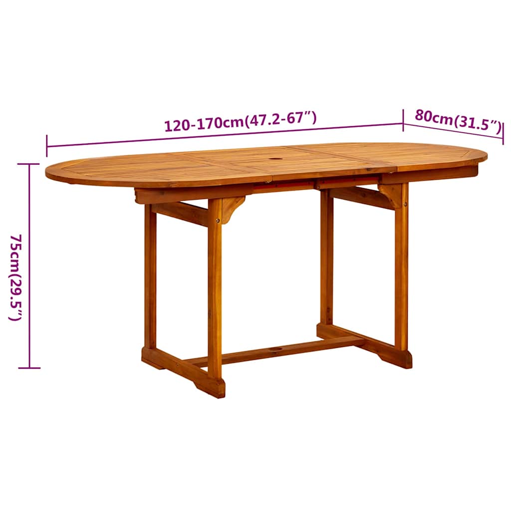 Outdoor Furniture Set 7 Piece Acacia Wood Garden Dining Extending Table 120-170C