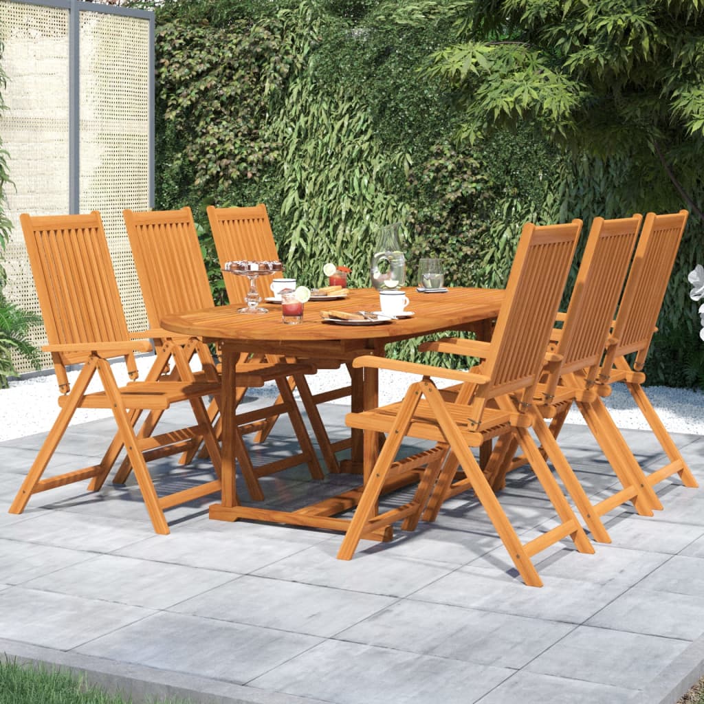 7 Piece Garden Dining Set Solid Wood Acacia 120-170 Cm