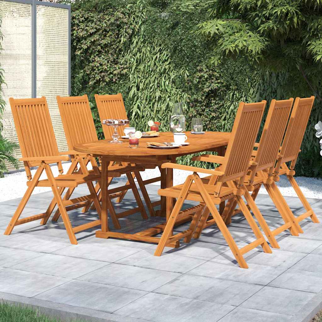 Outdoor Furniture Set 7 Piece Acacia Wood Garden Dining Extending Table 120-170C