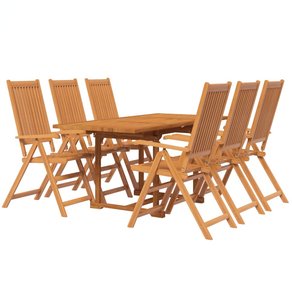 7 Piece Garden Dining Set Solid Wood Acacia 120-170 Cm