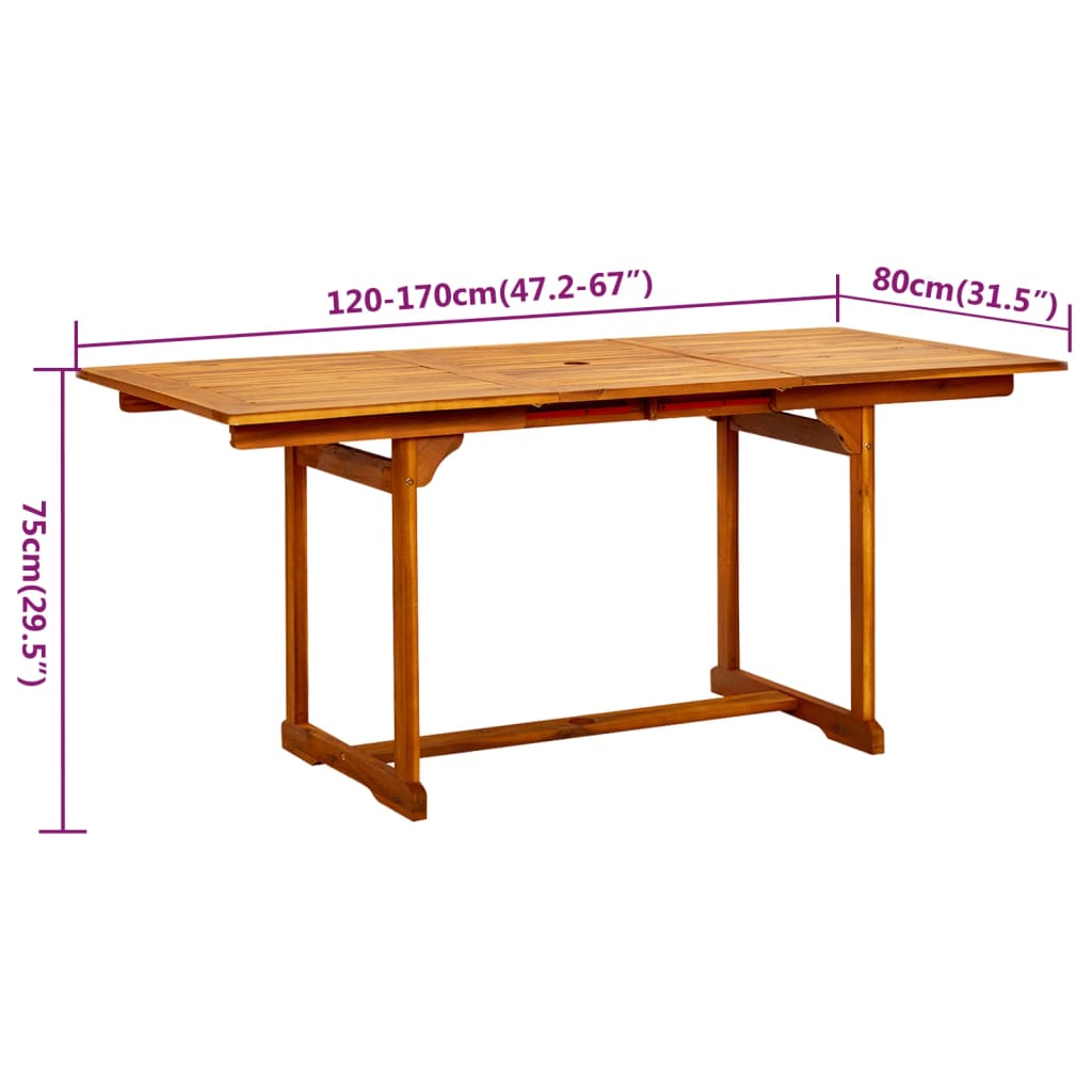 7 Piece Garden Dining Set Solid Wood Acacia 120-170 Cm