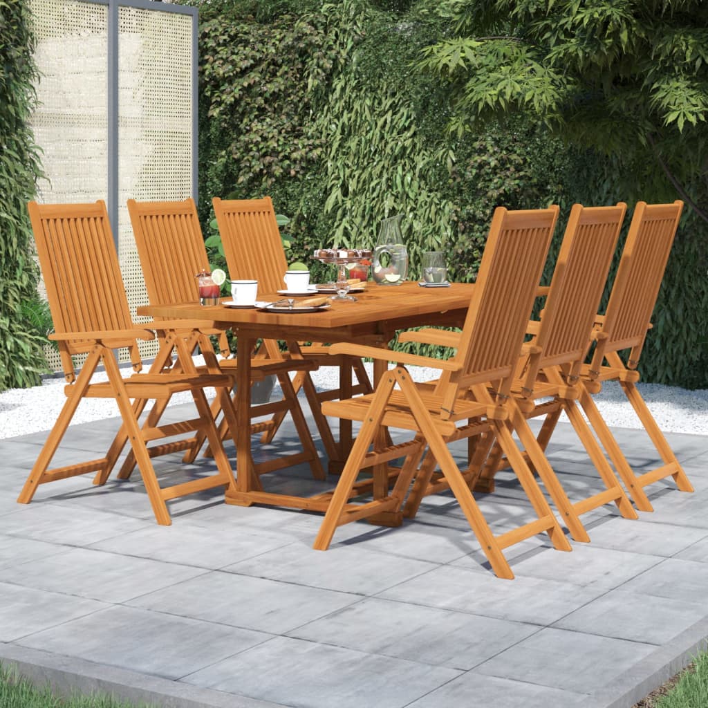 7 Piece Garden Dining Set Solid Wood Acacia 120-170 Cm