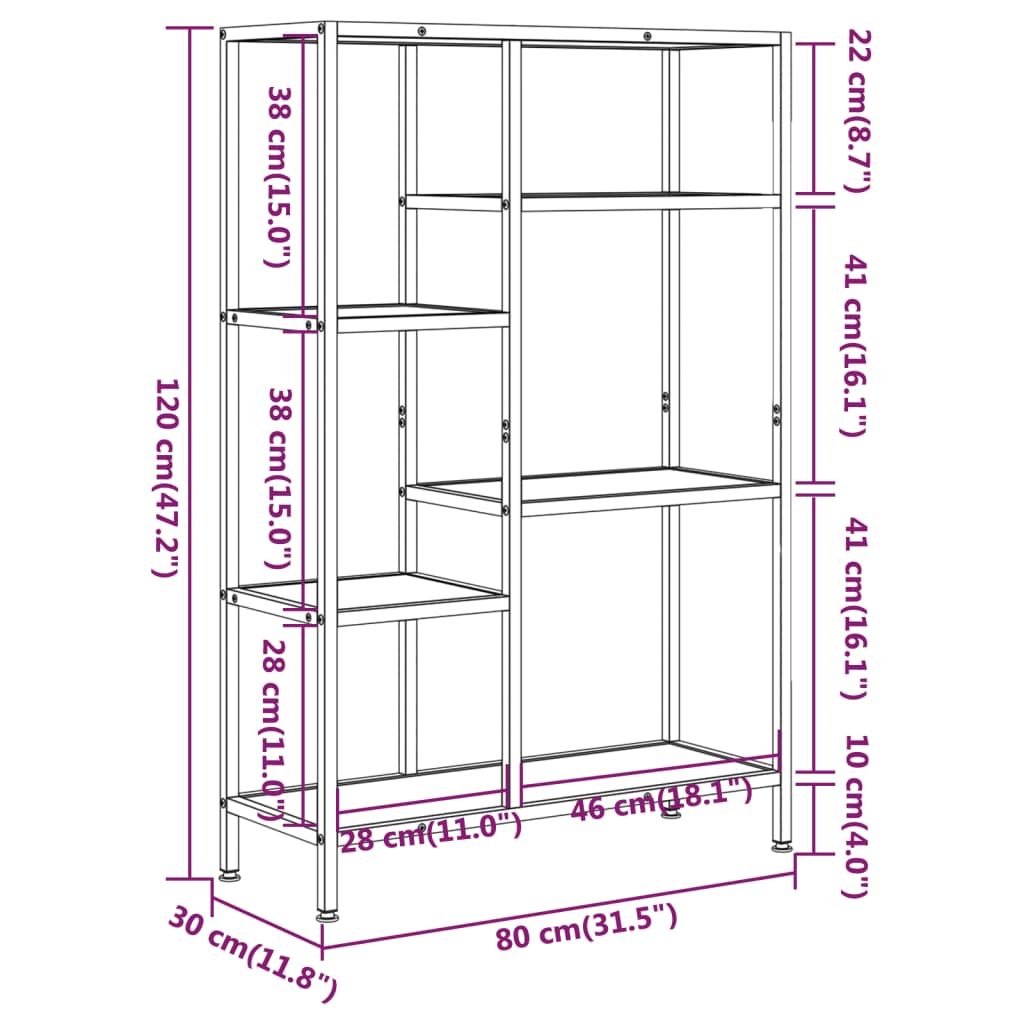 Book Shelf 80X30X Steel And Engineered Wood
