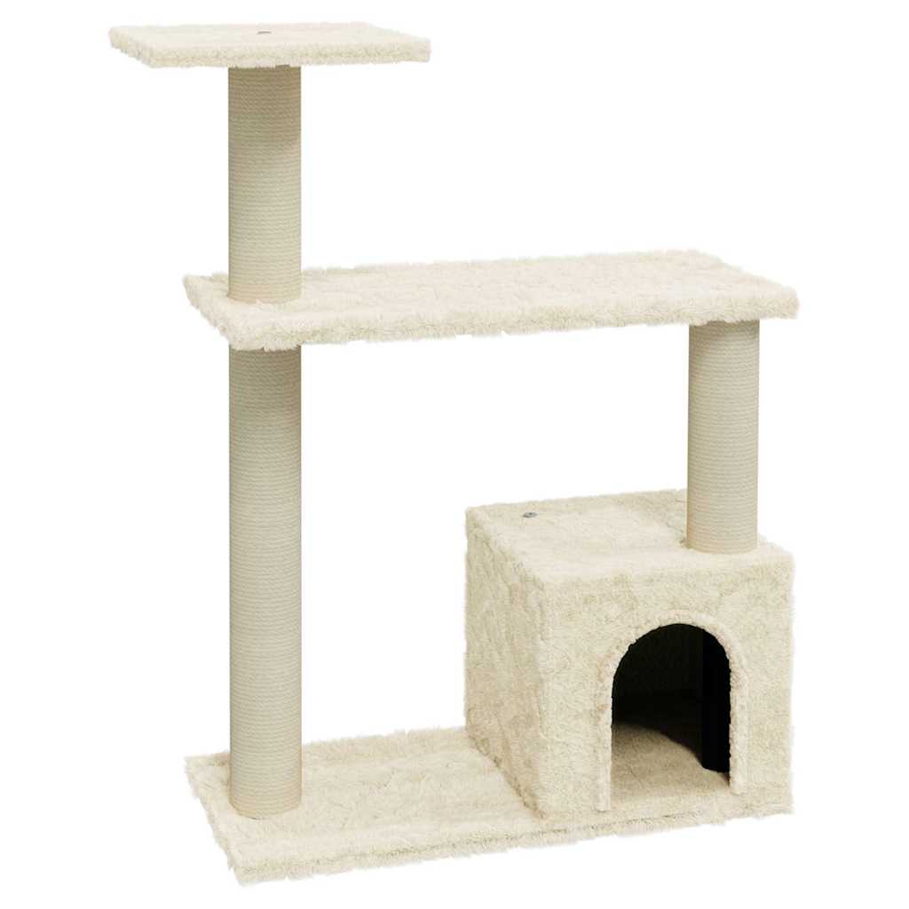 Cat Furniture Tree Sisal Scratching Posts Dark Grey Cream Light Grey Plush 54 Cm