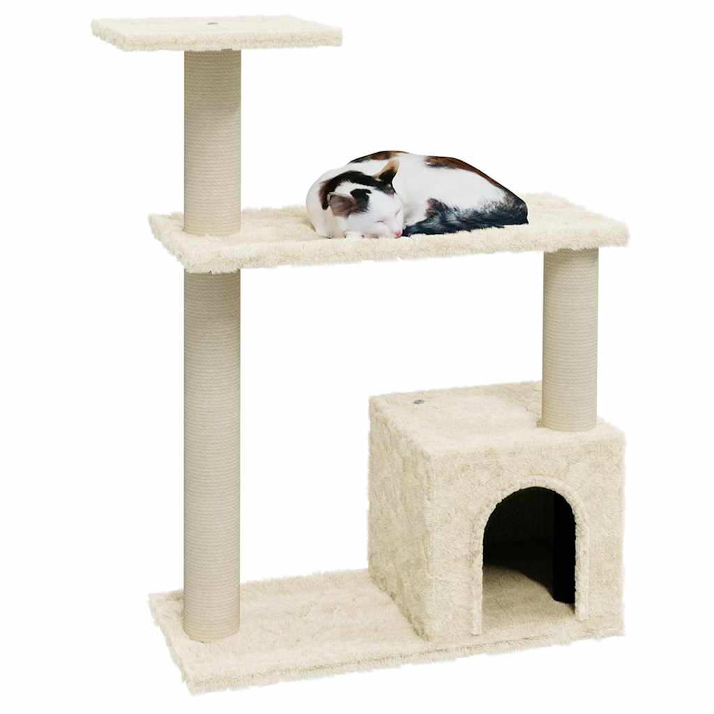 Cat Furniture Tree Sisal Scratching Posts Dark Grey Cream Light Grey Plush 54 Cm