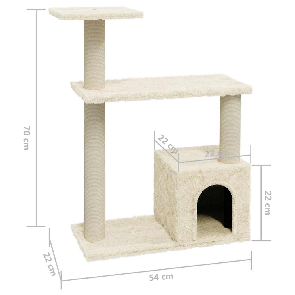 Cat Furniture Tree Sisal Scratching Posts Dark Grey Cream Light Grey Plush 54 Cm
