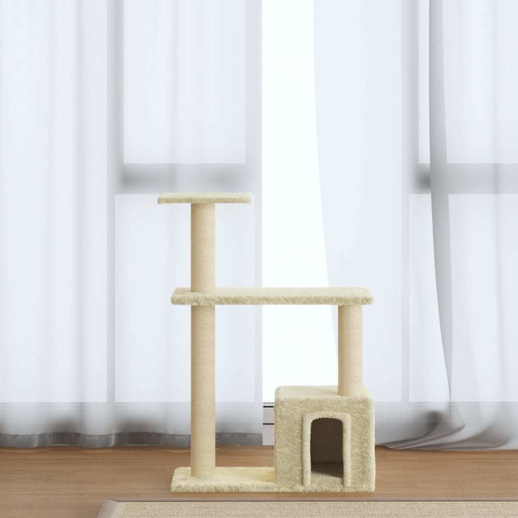 Cat Furniture Tree Sisal Scratching Posts Dark Grey Cream Light Grey Plush 54 Cm