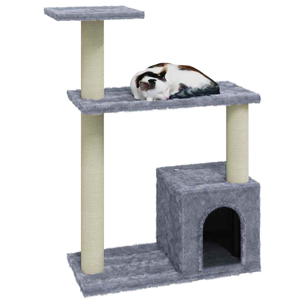 Cat Furniture Tree Sisal Scratching Posts Dark Grey Cream Light Grey Plush 54 Cm