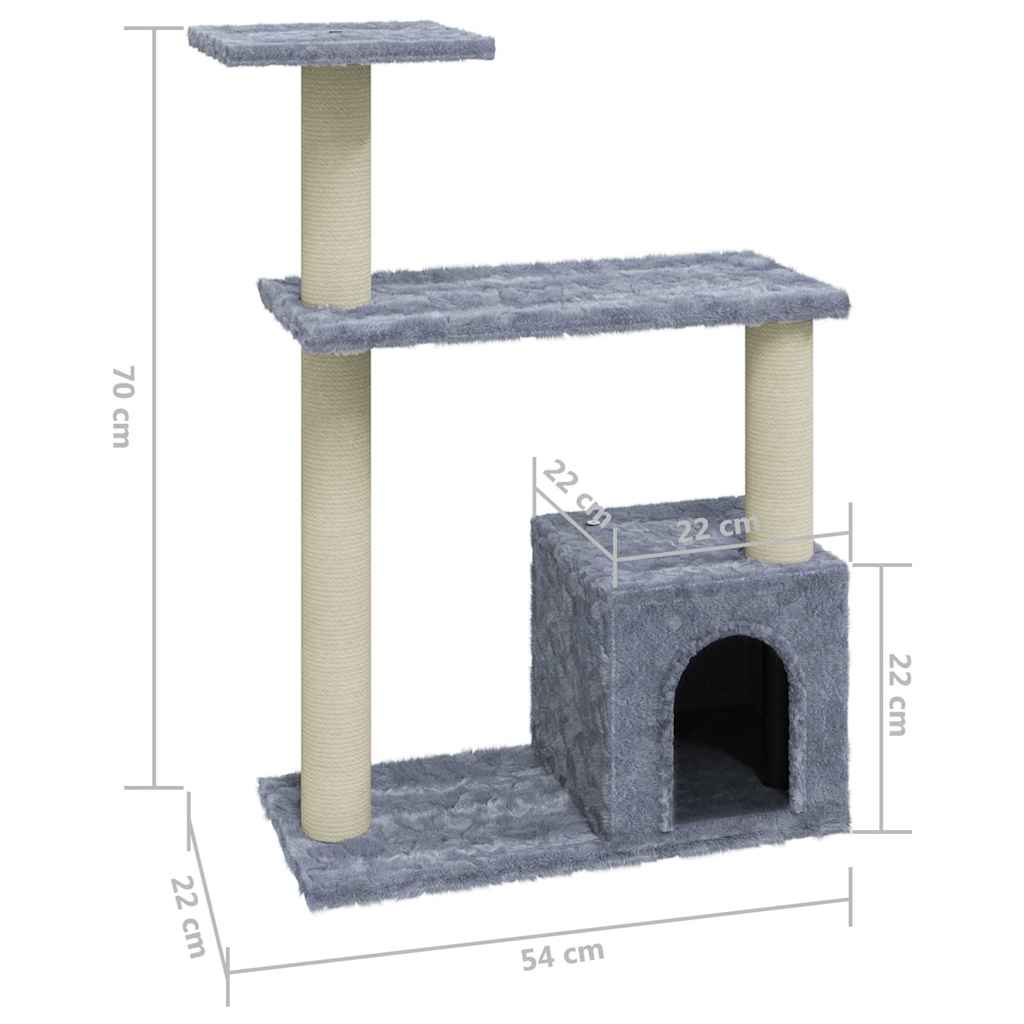 Cat Furniture Tree Sisal Scratching Posts Dark Grey Cream Light Grey Plush 54 Cm
